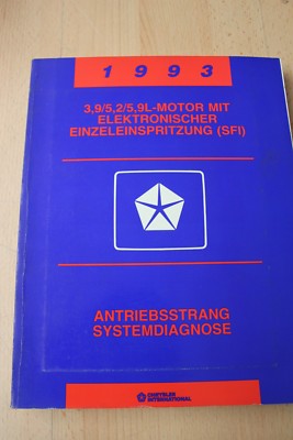 1993 Chrysler Jeep 3,9 5,2 5,9 Liter Motor mit SFI  Antriebsstrang Systemdiag.