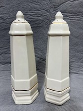 Salt and Pepper Shakers Vintage Handmade Lighthouse Style Heritage White