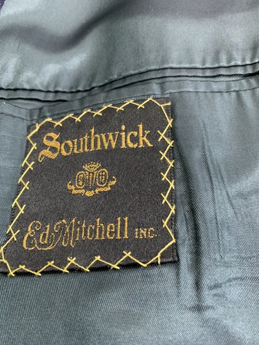 Southwick Wool Ocean Blue Striped Unconstructed Flat Front Suit 44 L - Picture 7 of 8