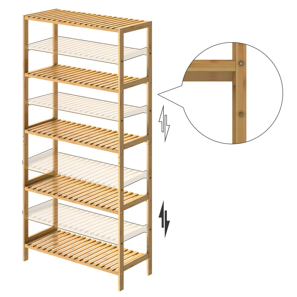 Standregal Badregal Bambus Küchenregal Haushaltsregal 5 Böden Bad Keller Holz