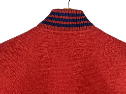 Varsity Letterman Jacket size Medium Red Satin Linen By Who.a.u - Picture 14 of 20