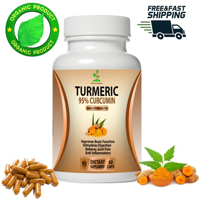60 x CAPSULES ORGANIC TURMERIC 95 CURCUMINOID ANTIOXIDANT TUMERIC