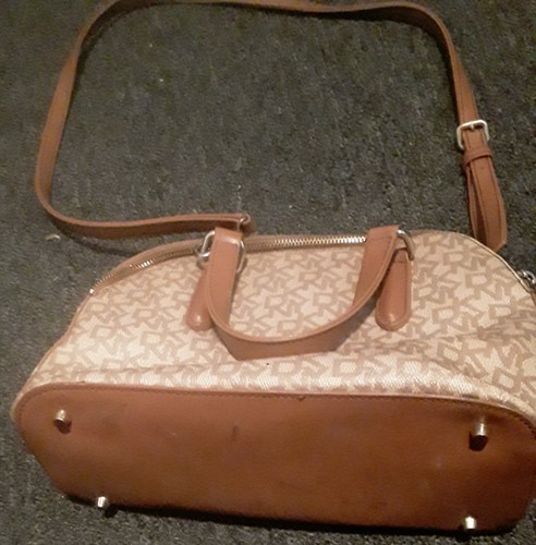 DKNY Women's Logo Dome Tan/Brown Crossbody HandBag - Picture 3 of 10
