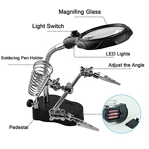 Helping Hands Magnifying Glass With Soldering Station With Led Light And 3.5x 12 - Picture 4 of 8