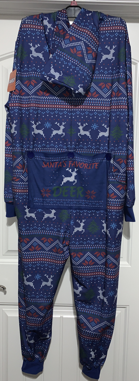 Funziez by Silver Lilly Holiday Christmas One Piece Pajamas Blue Reindeer Small 5