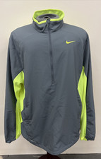 Nike Windbreaker Jacket Mens XL Pullover 1/2 Zip Gray Neon Yellow w/Logo Charity