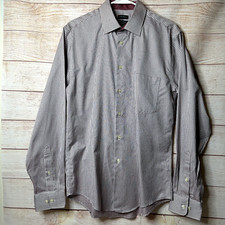 Pronto Uomo Platinum Non-Iron Burgundy Plaid Egyptian Cotton Men's 15.5 34 35