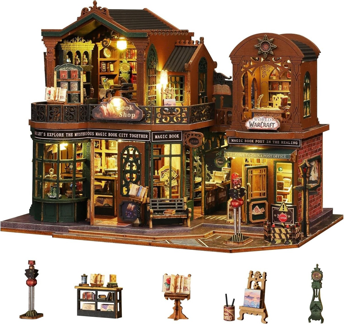 Elegant Twilight Bookmall 3D Dollhouse Miniature Kit - Assembly