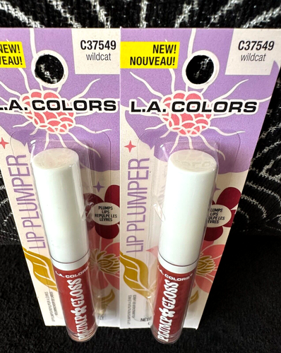 🌺2pk LA COLORS CORAL ORANGE WILDCAT C37549 FULLER LIP PLUMPER LIP GLOSS RARE💎 - Picture 2 of 11