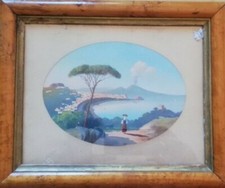 Gouache (tempera) Napoli: Golfo dalla Collina di Posillipo 1860 ca. (D25) Come d