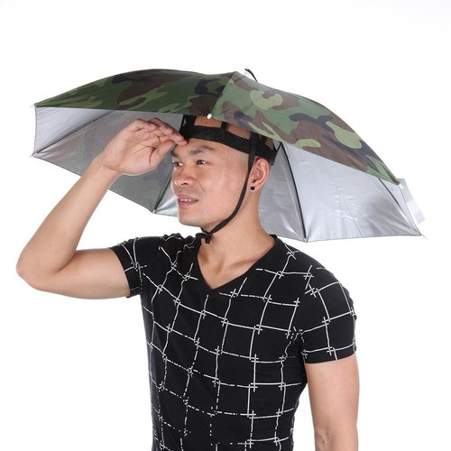 Foldable Head Umbrella Hat Portable Hiking Beach Fishing Umbrellas Hat Rain Gear - Picture 3 of 13