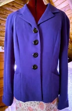 Blushe by Speigel Women's Periwinkle Blue Fully Lined 4 Button Blazer Pockets 10