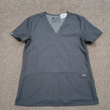 Figs Scrub Top Womens XS Gray Short Sleeve V Neck