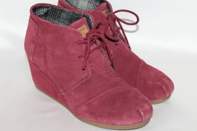 TOMS Burgundy Wine Suede Leather Desert 