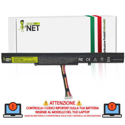 Batteria Sostitutiva Vhbw 2600mAh 14,4V Li-Ion Per Asus F751L, F751LA, F751BP, A41-X550E, 0B110