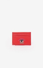 KENZO EYE LOGO LEATHER CARD HOLDER CHERRY RED "NWT"