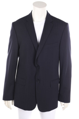 VERSACE COLLECTION blazer Wool-Blend Stripes 56 navy blue