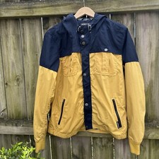 MEMBERS ONLY Men's Hooded Windbreaker Jacket Camouflage Blue Yellow Sz Large