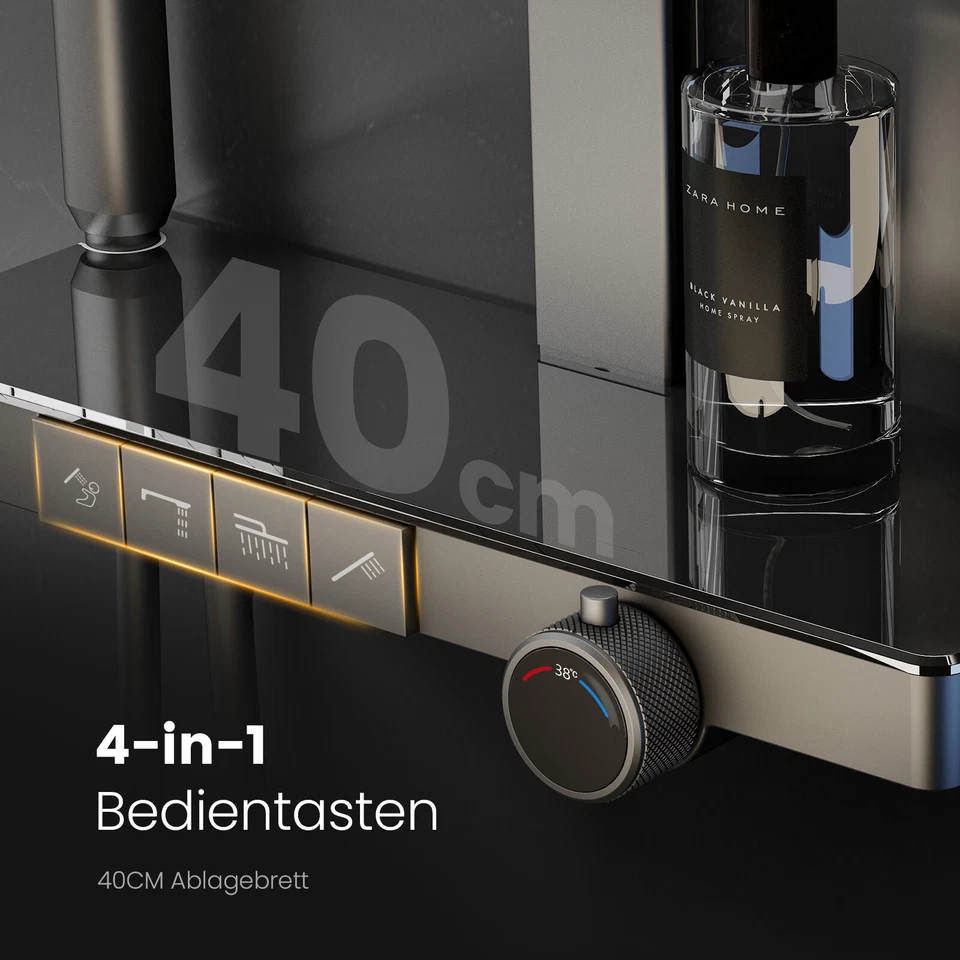 EMKE Duschsystem Mit Thermostat Duschset Automatischer Abfluss von Kaltwasser - Bild 3 von 4