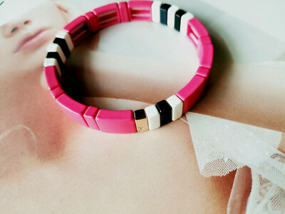 ROXANNE ASSOULIN Varsity Bracelet Hot Pink/White/Black