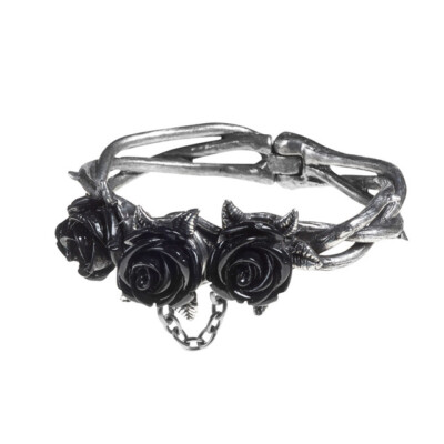 Orante Gothic Black Pewter Rose Briar Bracelet Artisan Crafted Jewelry  SMALL