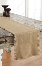 BURLAP NATURAL TABLE RUNNER 13X72" FRINGED COTTON WOVEN INTO BURLAP