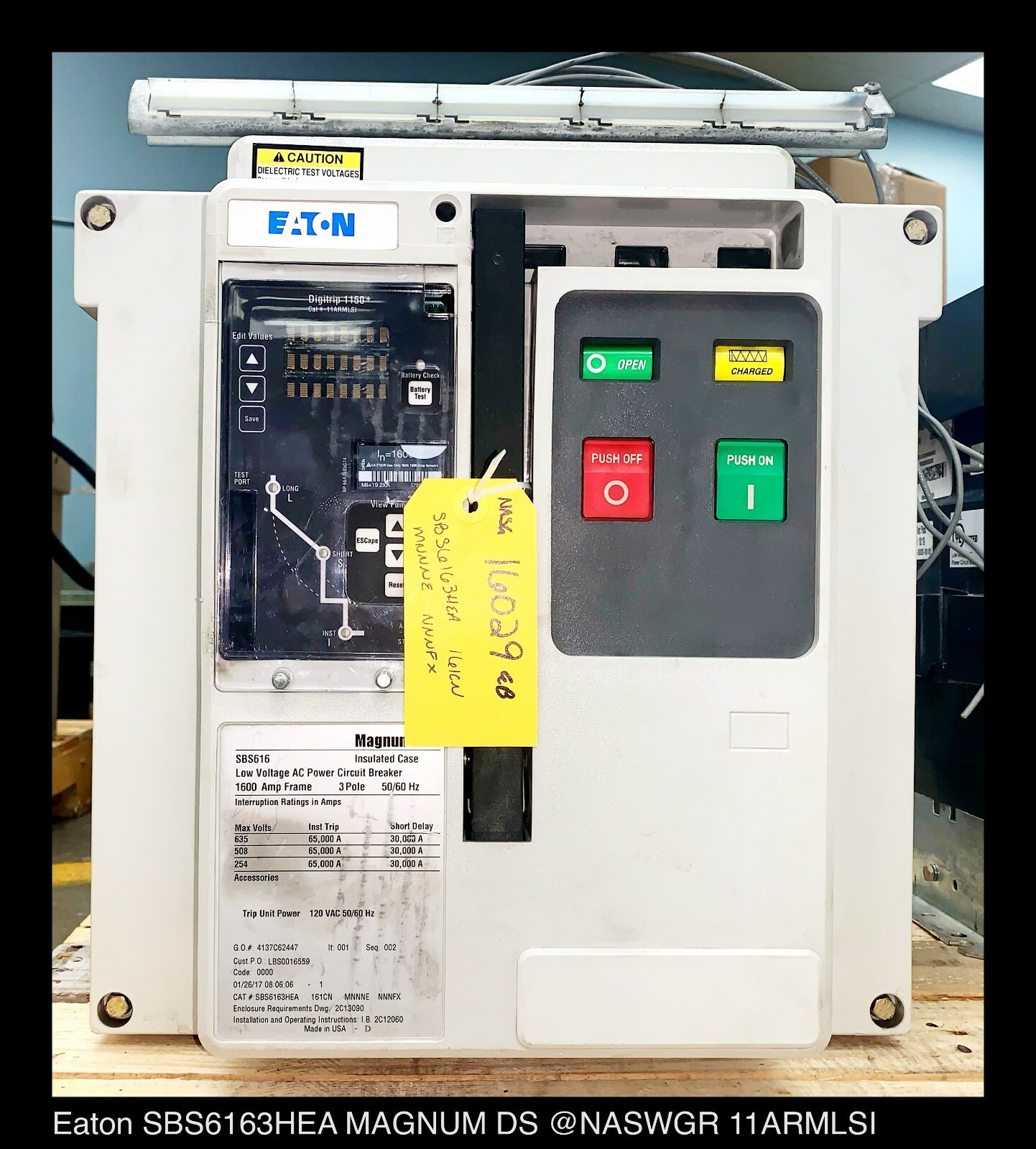 Eaton Magnum SB SBS616 Breaker (M/O,B/I) ~ 1600 Amp - Tested/1Yr ...