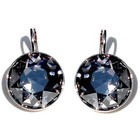 Large Round Bella Women Silver Night Earrings Made with SWAROVSKI Crystals®