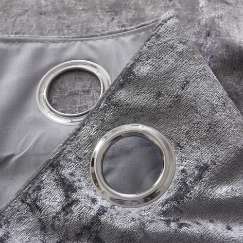 Luxury Crushed Velvet Curtains PAIR Fully Lined Eyelet Ring Top Ready Made - Picture 9 of 25