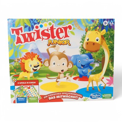 Hasbro Twister Junior Spiel,  doppelseitige Matte, 2 Spiele, bis 4 Spieler