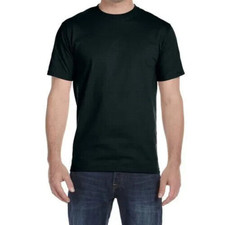 5 x Hanes Authentic T-Shirt Large 100 Cotton Black Tagless Plain Short Sleeve