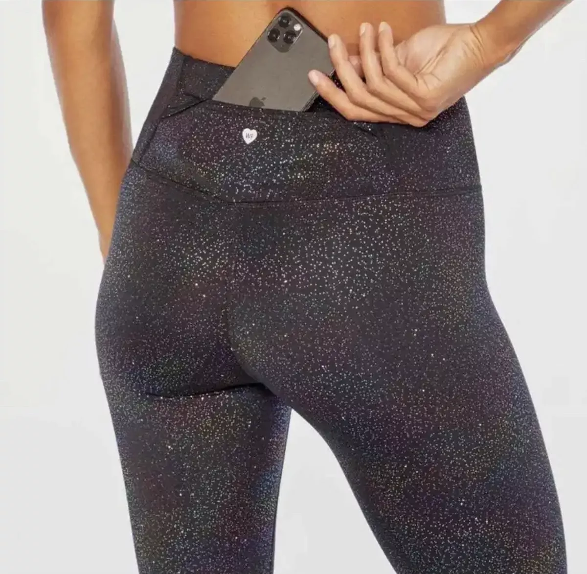 Wildfox Black Confetti Rainbow Glitter Leggings with Pocket Womens Size  Small