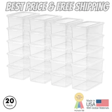 5 Qt. Plastic Storage Bins with Lids, Clear, Stackable Totes, Containers 20Pk