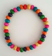 Womens Wooden Bead Tribal / Surfer Elastic Stacker Bracelet - 49 Colours NEW