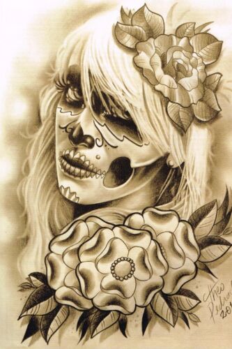 Tattoovorlagen Flash Dvd Motive -neu Sugarskulls/La Catrina/La Muerte + Bonus - Bild 6 von 9