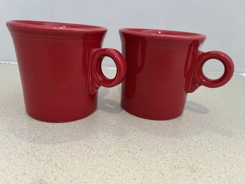 LOT of 2 Fiesta Ware Red Tom and Jerry Mug Ring Handle
