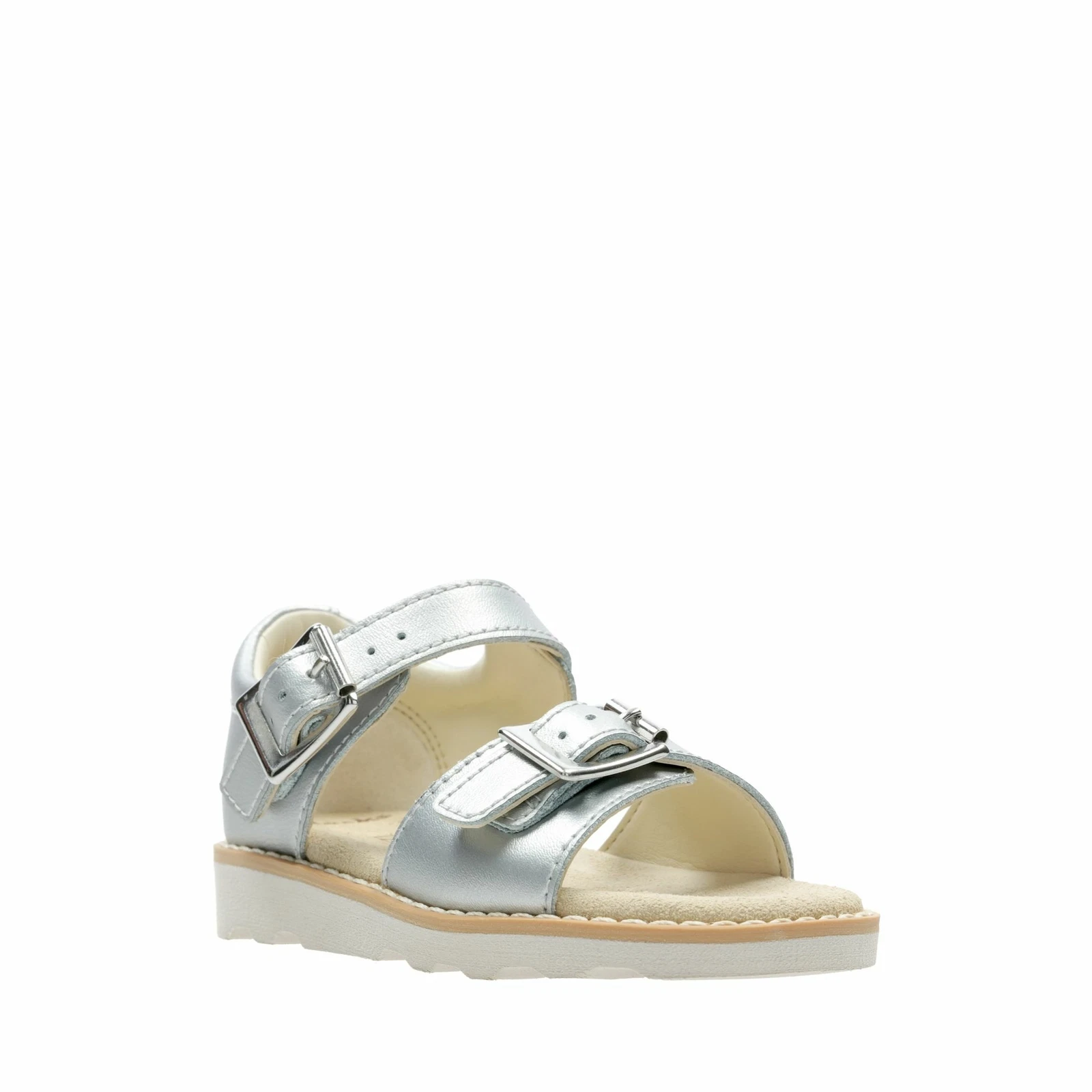 Sandali Clarks bambina neonato corona fiori pelle argento UK 7 9 1 2 F G