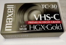 Maxell TC-30 VHS-C Premium High Grade HGX-Gold Camcorder Tape