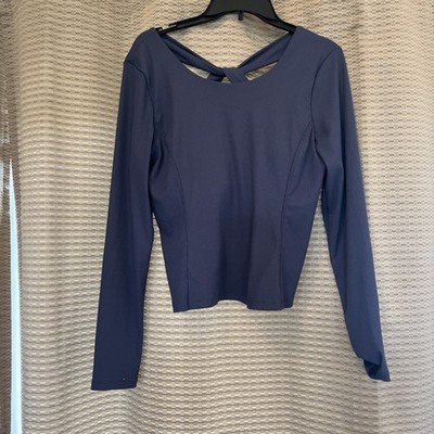 Velocity Women s Rib Melody Long Sleeve Top Blue Stretch Activewear Size L