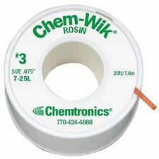Chemtronics Desoldering Wick,25 ft.,7,Copper,Rosin 7-25L Chemtronics 7-25L Green