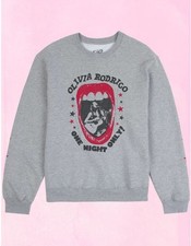 Olivia Rodrigo  One Night Only Crewneck Pullover Grey Sweatshirt NEW Guts Tour