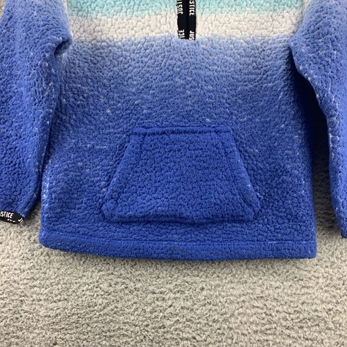 Justice Girls Patterned Faux Sherpa 1/4 Zip-Front Hoodie Blue Dip Dye Size 6/7 - Picture 6 of 14