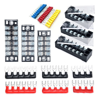 6 Sets Terminal Blocks, 6Pcs 4/5/6 Positions 600V 15A Dual Row Screw Terminal St