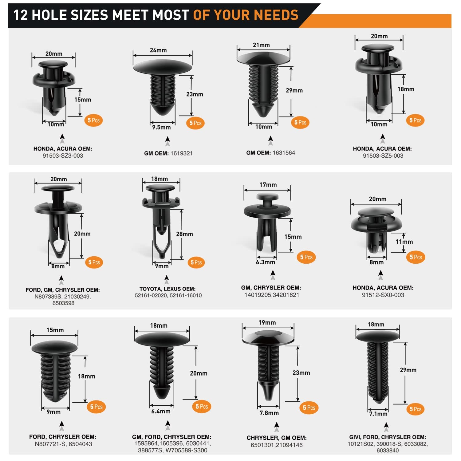 GOOACC 102Pcs Trim Removal 60PCS Clips + Remover, 60Pcs + 42 Remover 