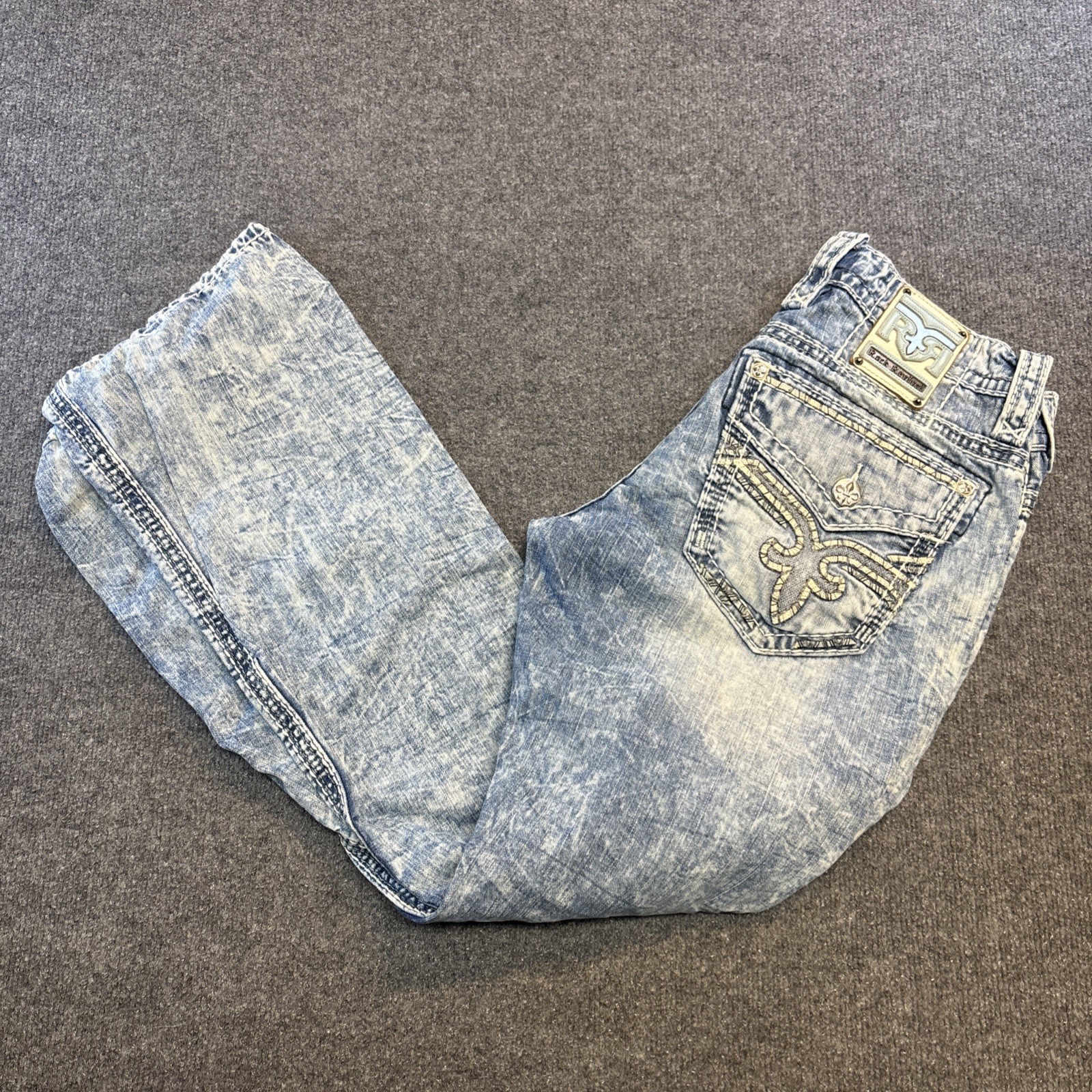 Rock Revival Acid Wash Garrett Jeans Men’s 33 Slim Boot Cut