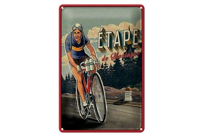 Blechschild Retro 20x30 cm Etape de Montagne Radfahrer Deko Schild