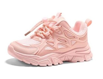 Girls Sneakers Kids Lace Up Slip Resistant Lightweight 1 Big Kid Light Pink