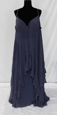Azazie X Barbie Women's 1004 A-Line Bow Chiffon Dress EH6 Stormy Size A22 NWT