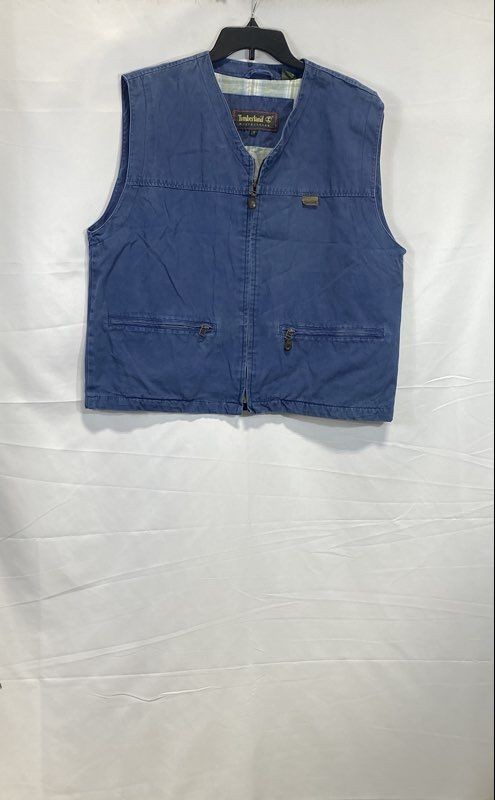 Vintage 90s Timberland Men's Weathergear Canvas Utility Vest Blue Size S