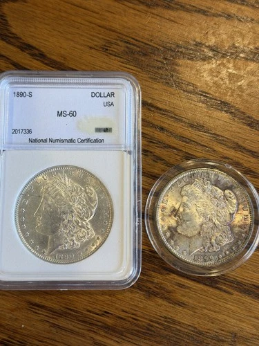 1890 S and 1899 O Morgan Silver Dollars 2 Coin Lot Very Good Condition